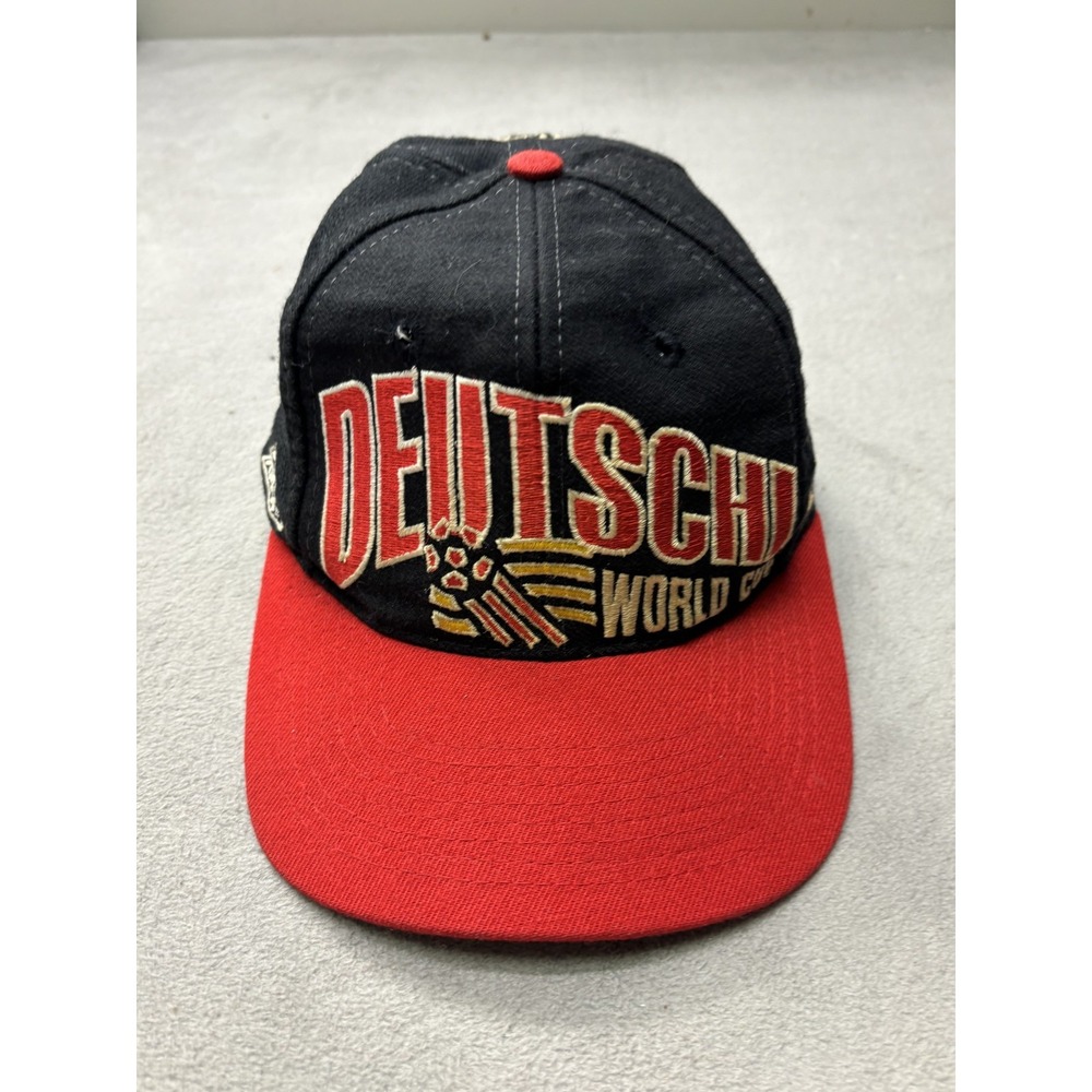Vintage Germany Hat Cap Snap Back World Cup USA 94 Soccer Football Black Red 90s